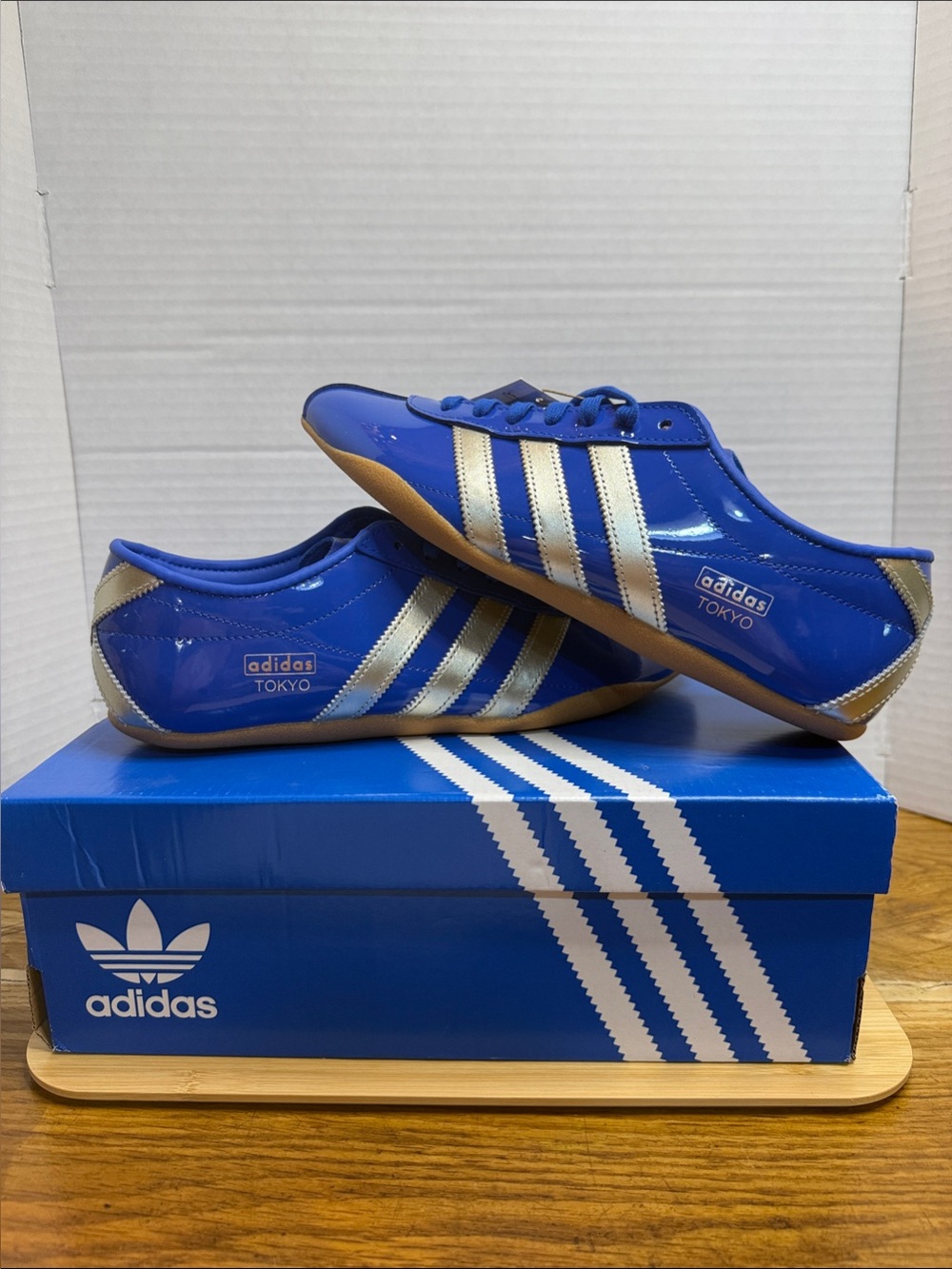 adidas Tokyo Patent Sneakers - Blue & Aluminum with Gum Bottom, BNWT Women’s 9.5